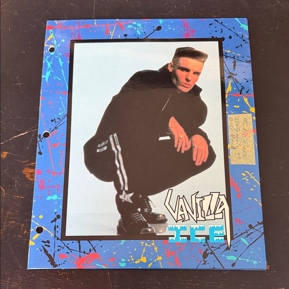 Vintage 90s Retro Vanilla Ice folder for organizing paperwork for office/school
